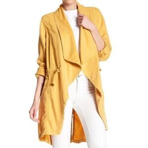 MAX JEANS Women's yellow tencel open front drawstring Shacket. M